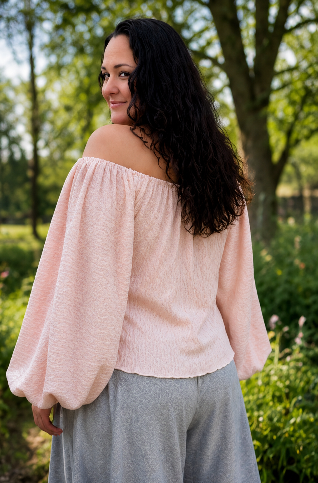 Milkmaid Off Shoulder Top, plus size sweater, lantern sleeve blouse, oversized puff sleeve, off shoulder knit sweater, Womens sweater, soft