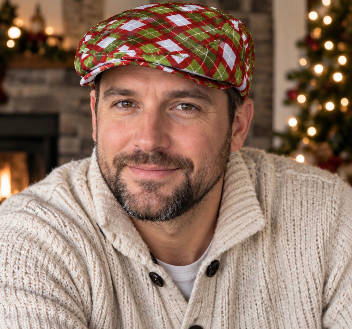 Argyle Green red Christmas Flat Cap, Peaky Blinders Hat, Baker Boy cotton Hat,Irish flat cap, Gatsby Hat, Summer Men Hat, Christmas flat cap