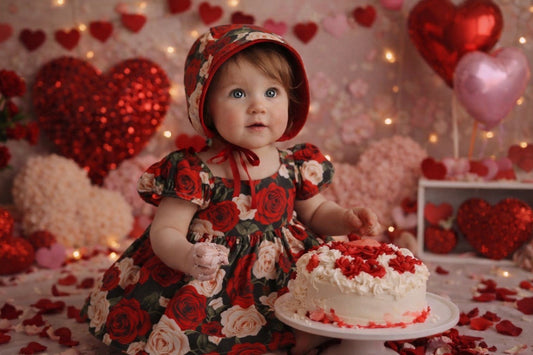 Reversible Valentines Day Roses Satin Sunhat and Bonnet