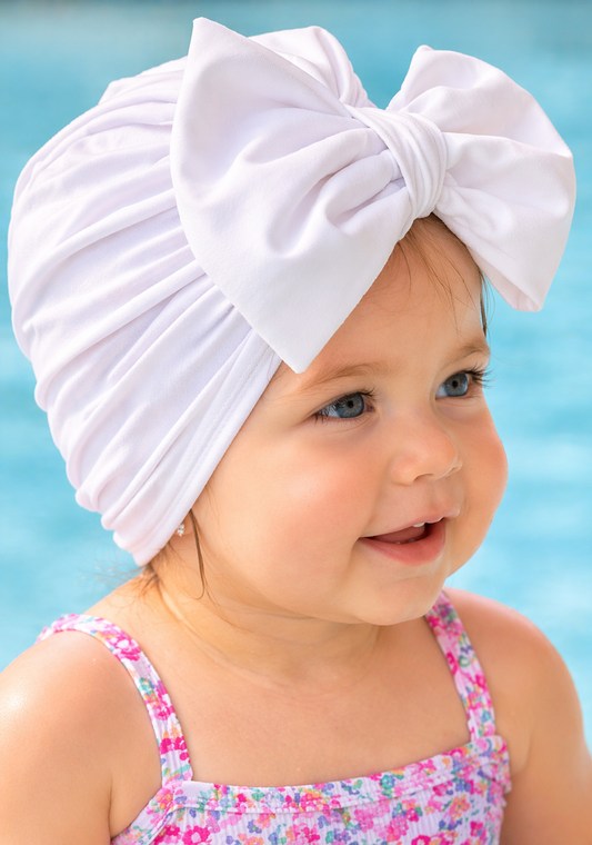 Mommy & Me Swim Turban Hat – Baby Girl Bow Swim Cap