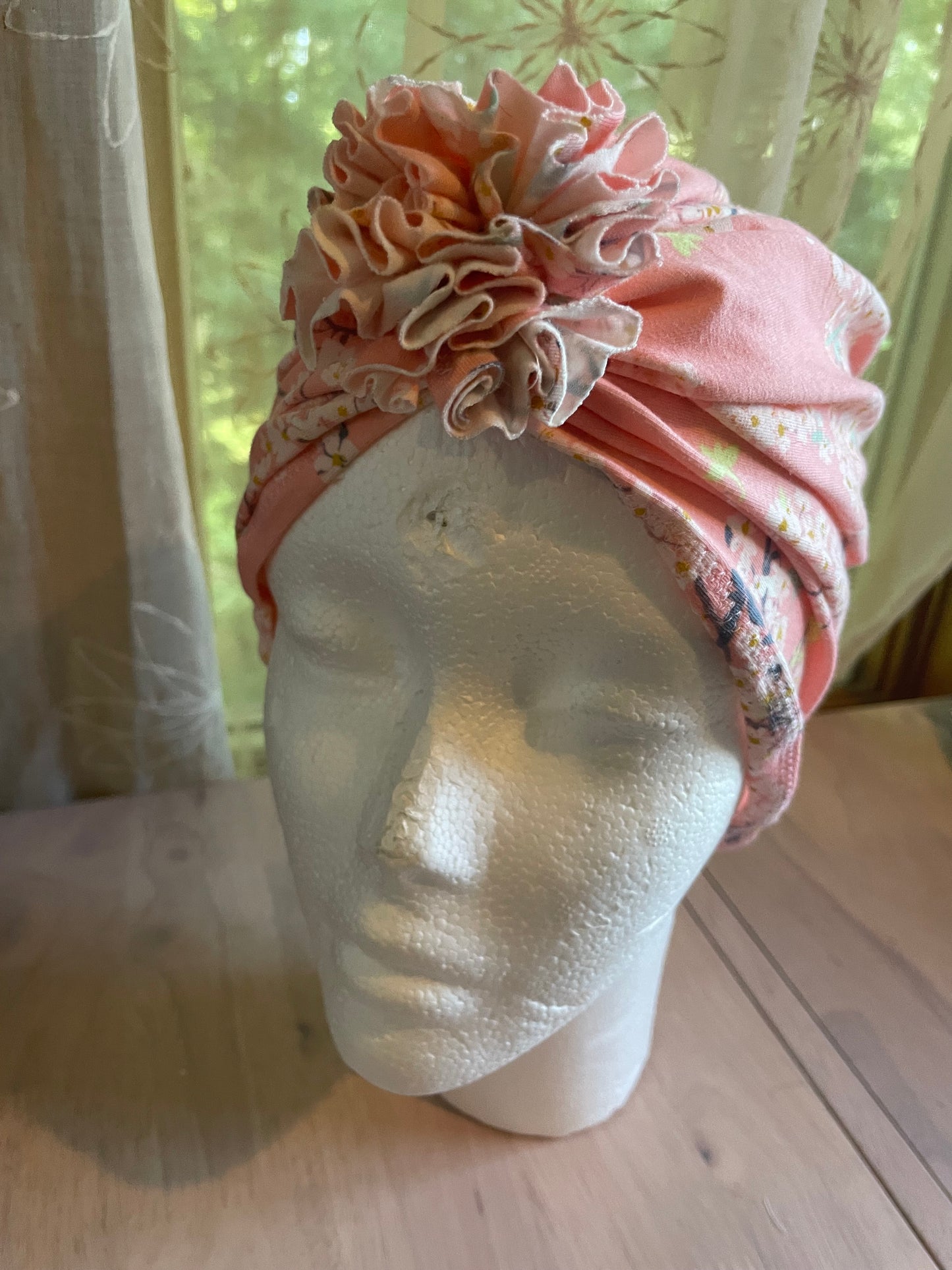 Cherry Blossom Floral Turban Hat in blush