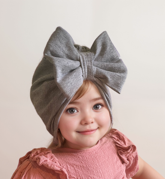 Cozy Grey Turban Hat for kids and adults