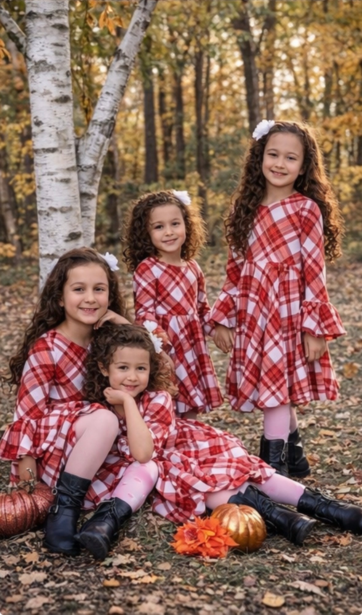 Girls Burnt Orange and Boho Floral Twirl Dress, Fall Family Photos Dress For Girls, Modern Twirly Dress, Unique Girls Dresses, Toddler Dress
