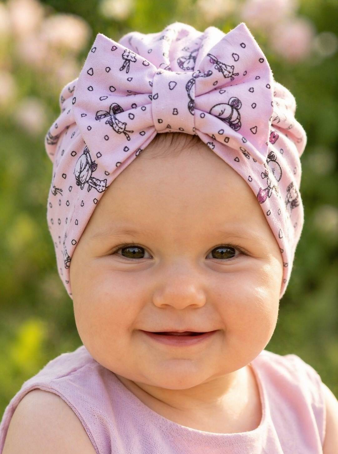 Baby Turban Hat with Bow – Pink Baby Girl Headwrap | Newborn Infant Toddler Hat | Cute Baby Shower Gift