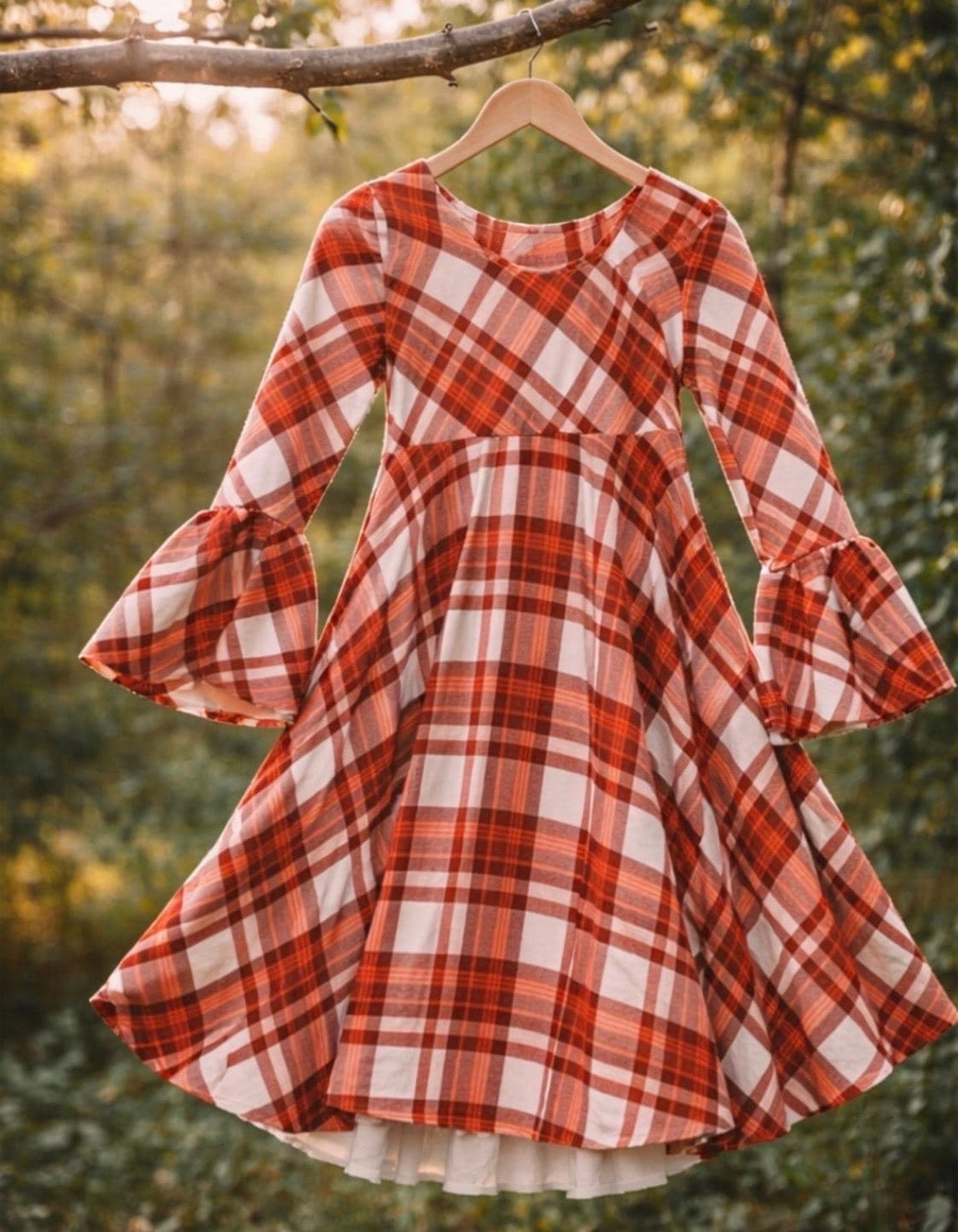 Girls Burnt Orange and Boho Floral Twirl Dress, Fall Family Photos Dress For Girls, Modern Twirly Dress, Unique Girls Dresses, Toddler Dress