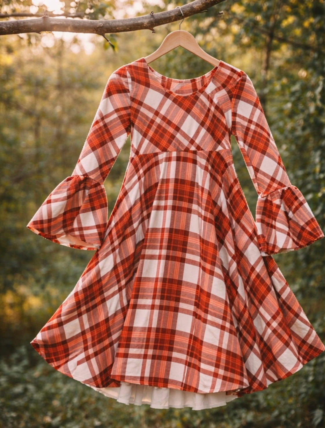 Girls Burnt Orange and Boho Floral Twirl Dress, Fall Family Photos Dress For Girls, Modern Twirly Dress, Unique Girls Dresses, Toddler Dress