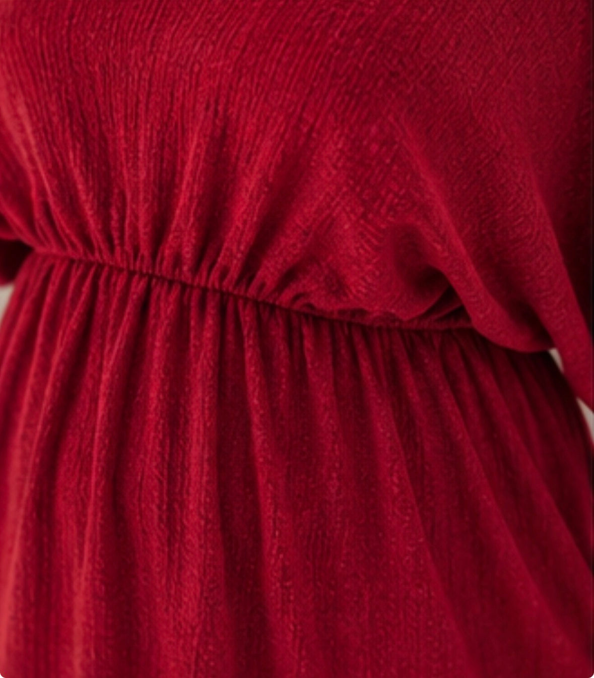 Empire Waist Dress | v neck goddess Dress in Red | crinkle knit | Ankle length flowing dress | boho summer valentine dress