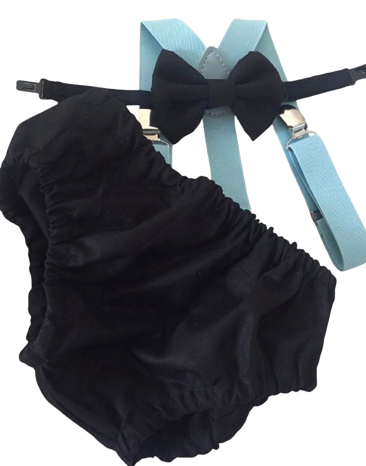 Cake Smash Boy Outfit, Black and blue 1st Birthday Boy, Black Diaper Cover, Bowtie, Suspender, blue suspenders, First Birthday Boy, Boys 1st