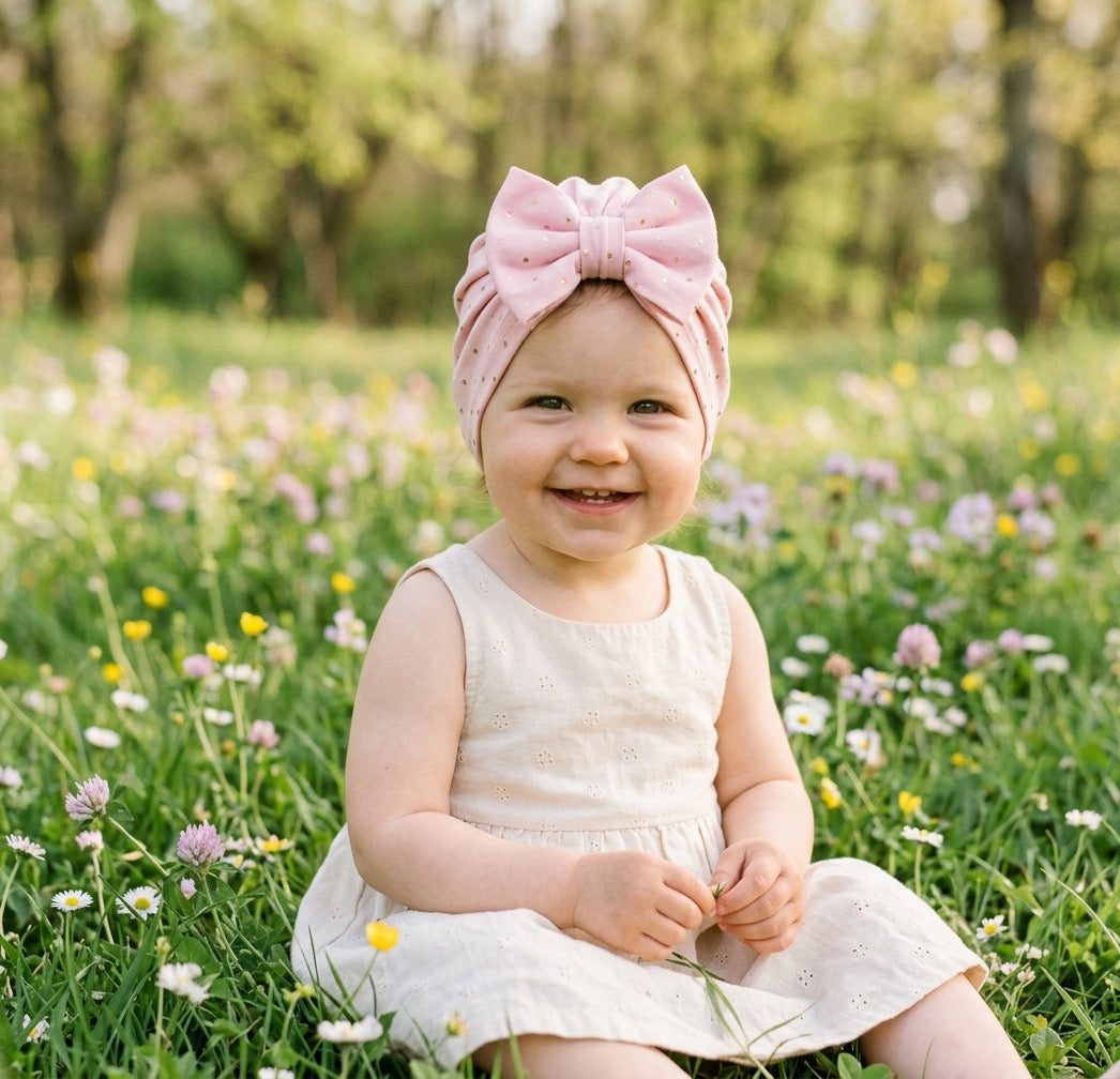 Pink Bow Turban Hat | Baby to Adult | Bow Headwrap