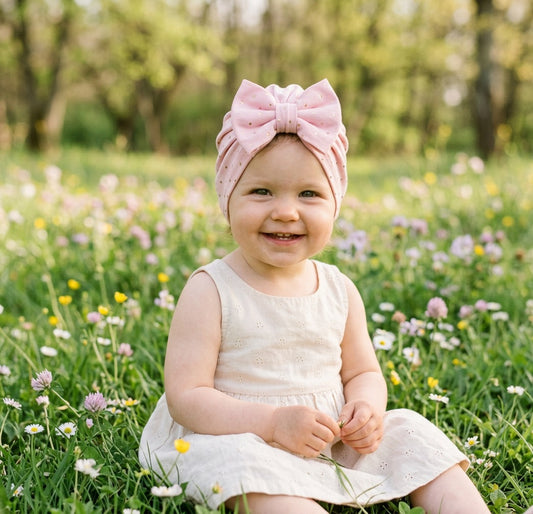 Pink Bow Turban Hat | Baby to Adult | Bow Headwrap
