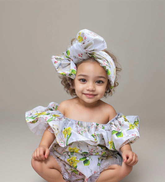 Baby girl Easter bunny daffodil outfit