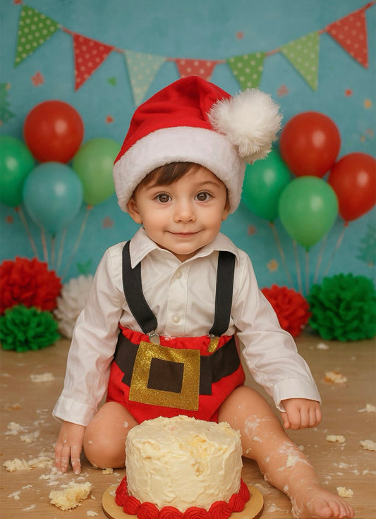 Christmas Santa cake smash outfit for 1st birthday party