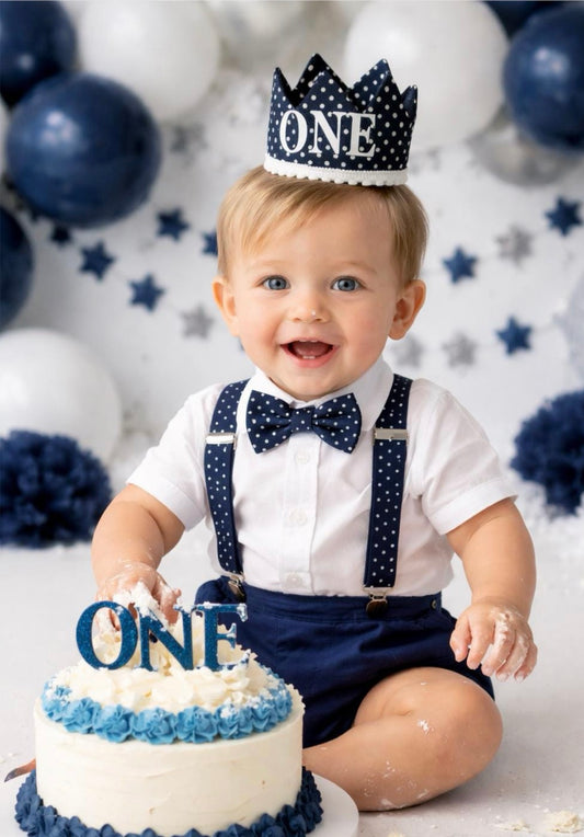 baby boy navy blue and blue themed cake smash outfit nappy diaper cover suspenders bow tie boy first birthday outfit 1st birthday