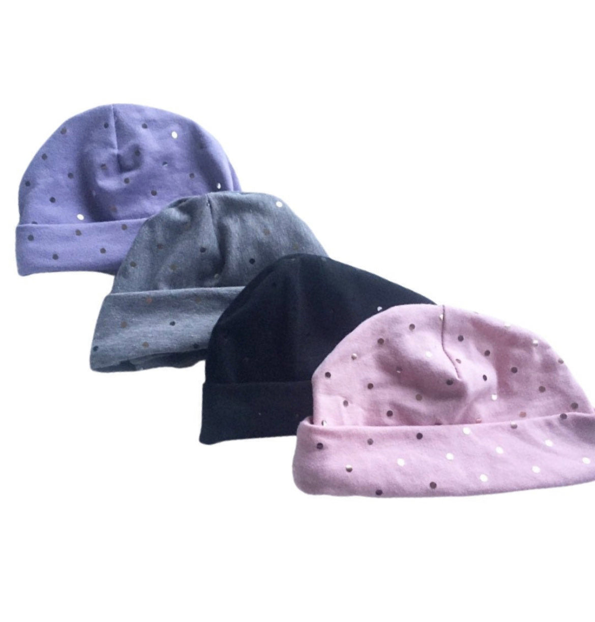 4-Pack -Sparkle Baby Collection” - cotton newborn hats