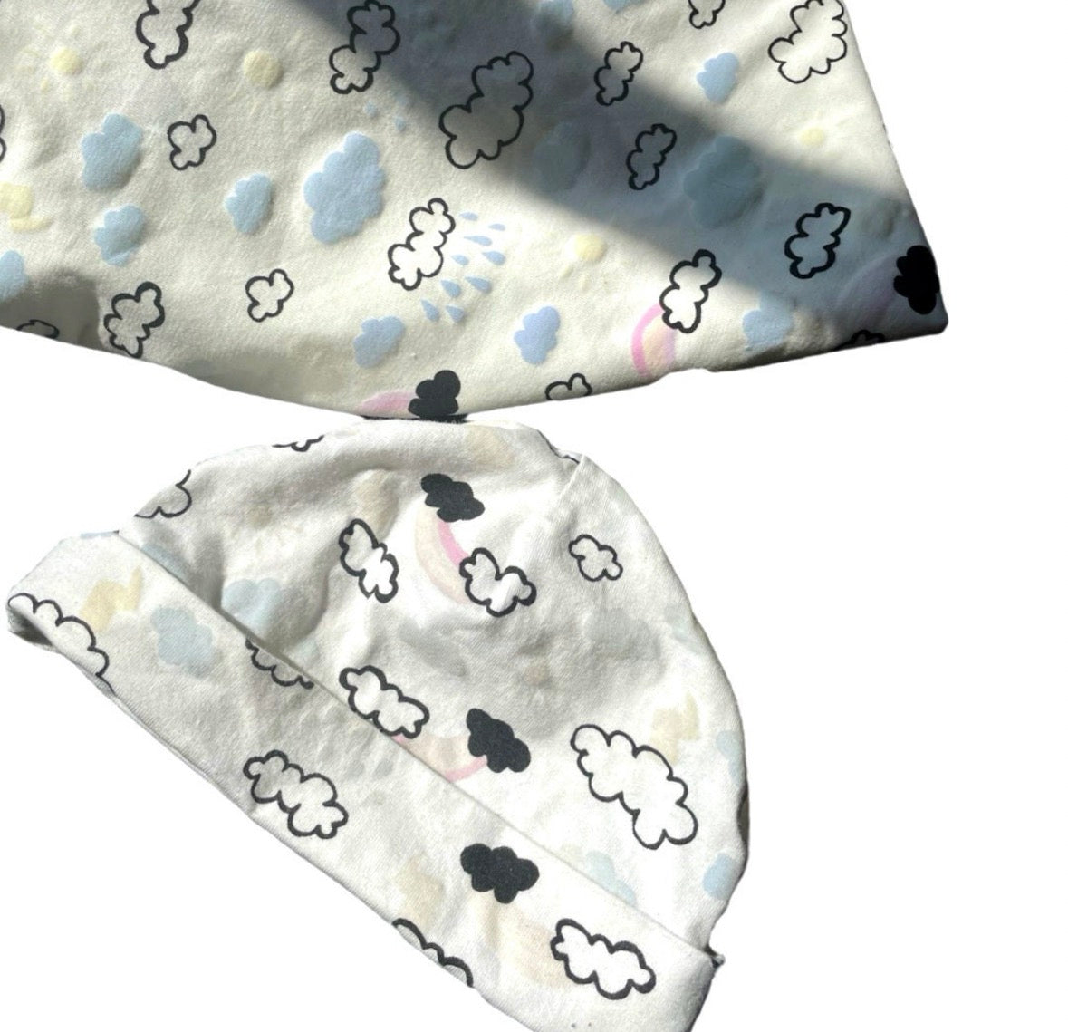 Colour Changing Rainbow Baby Swaddle Blanket with baby newborn hat