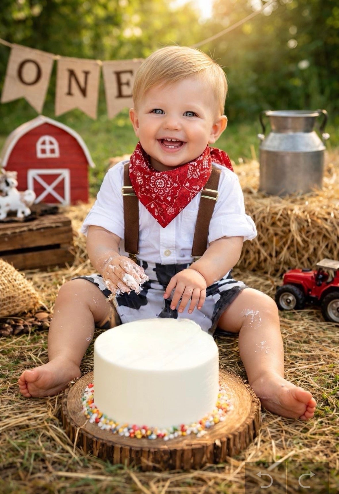 Cowboy Cake Smash Outfit for a Barnyard Birthday