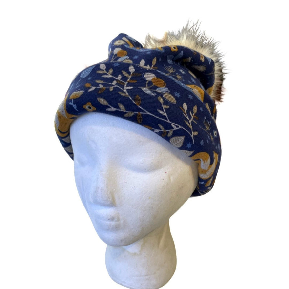 Fox pom pom slouchy beanie