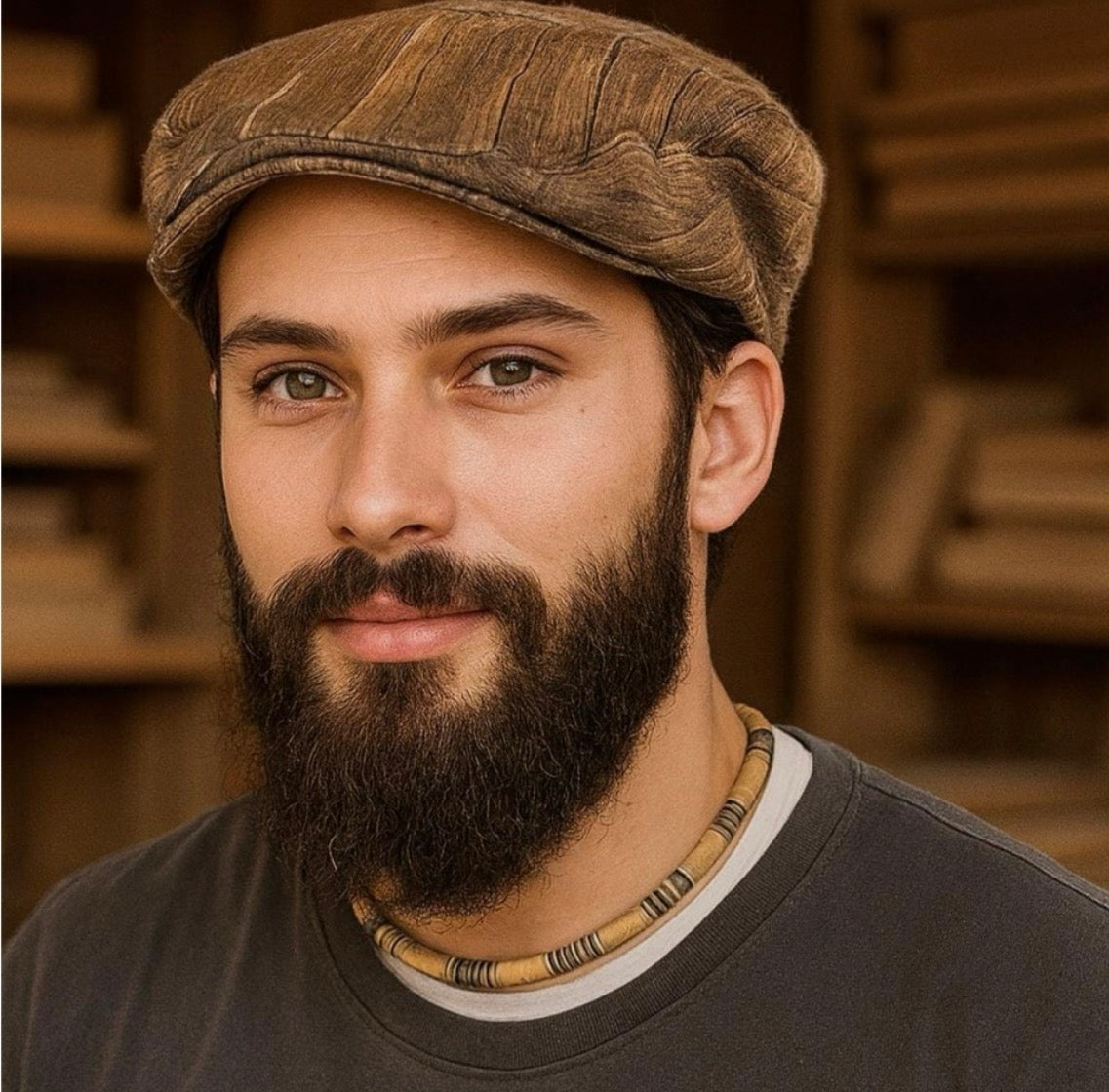 Carpenter Brown Cotton Summer wood pattern Flat Cap, Peaky Blinders Hat, Bakerboy Hat, Irish flat cap, Summer Men Hat, Ivy League Hat