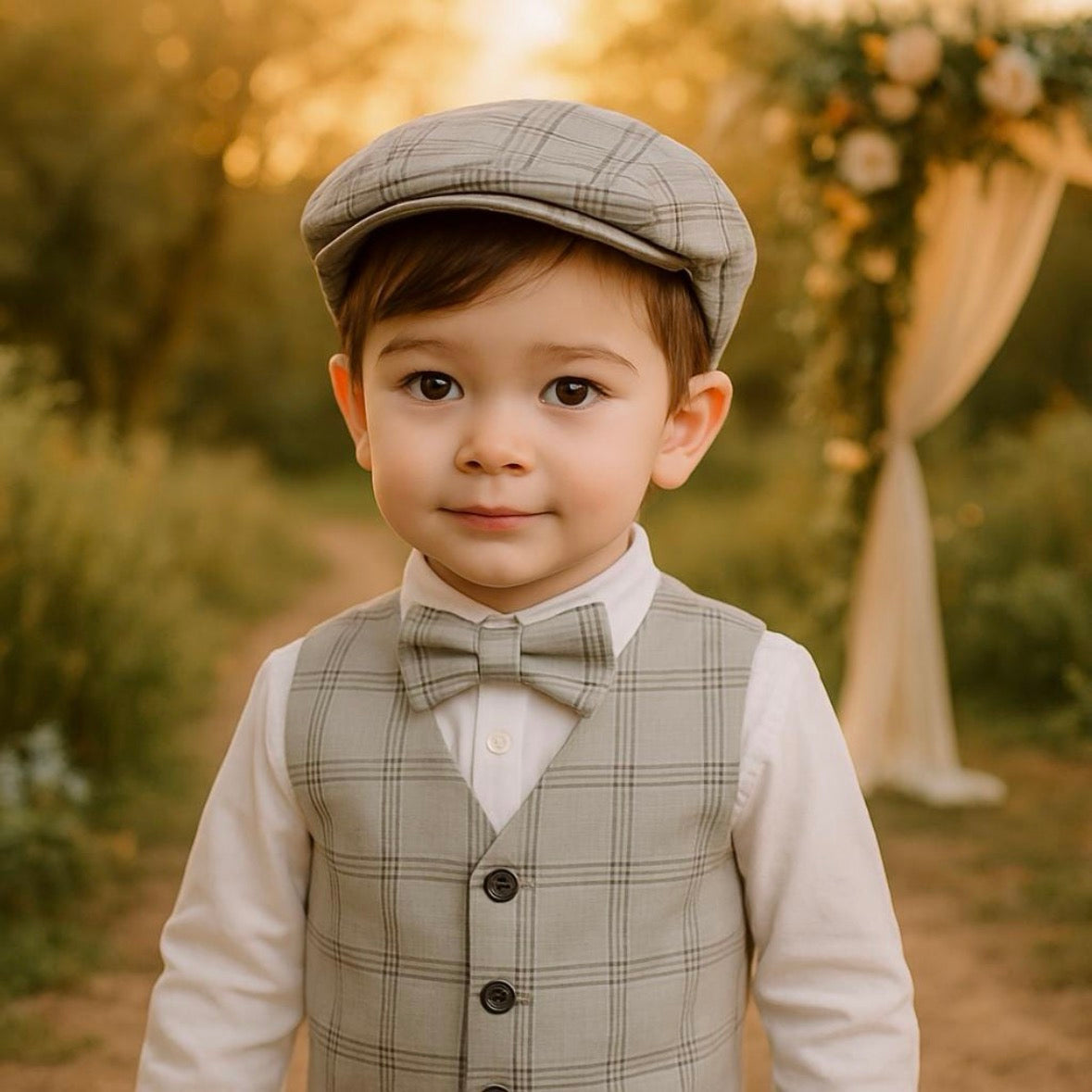 Boys Linen Vest and Bow Tie - Linen Waistcoat - Boys Thanksgiving Outfit - Boys Wedding Outfit