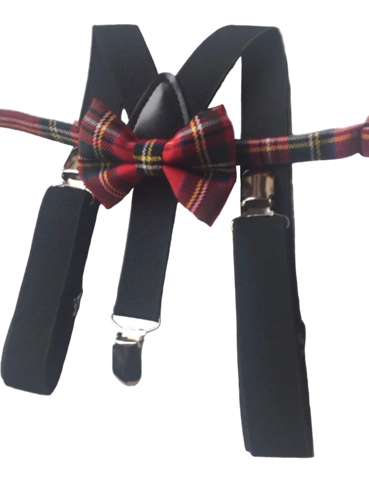 Royal Stewart Tartan Suspenders Bowtie, Red Plaid Bow Tie and Braces, Green Braces and Bow Tie, Christmas Photo Prop Boy Suspenders Bowtie