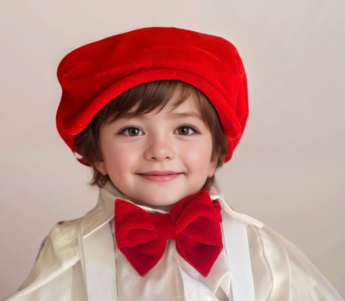 Red Christmas Velvet Flat Cap