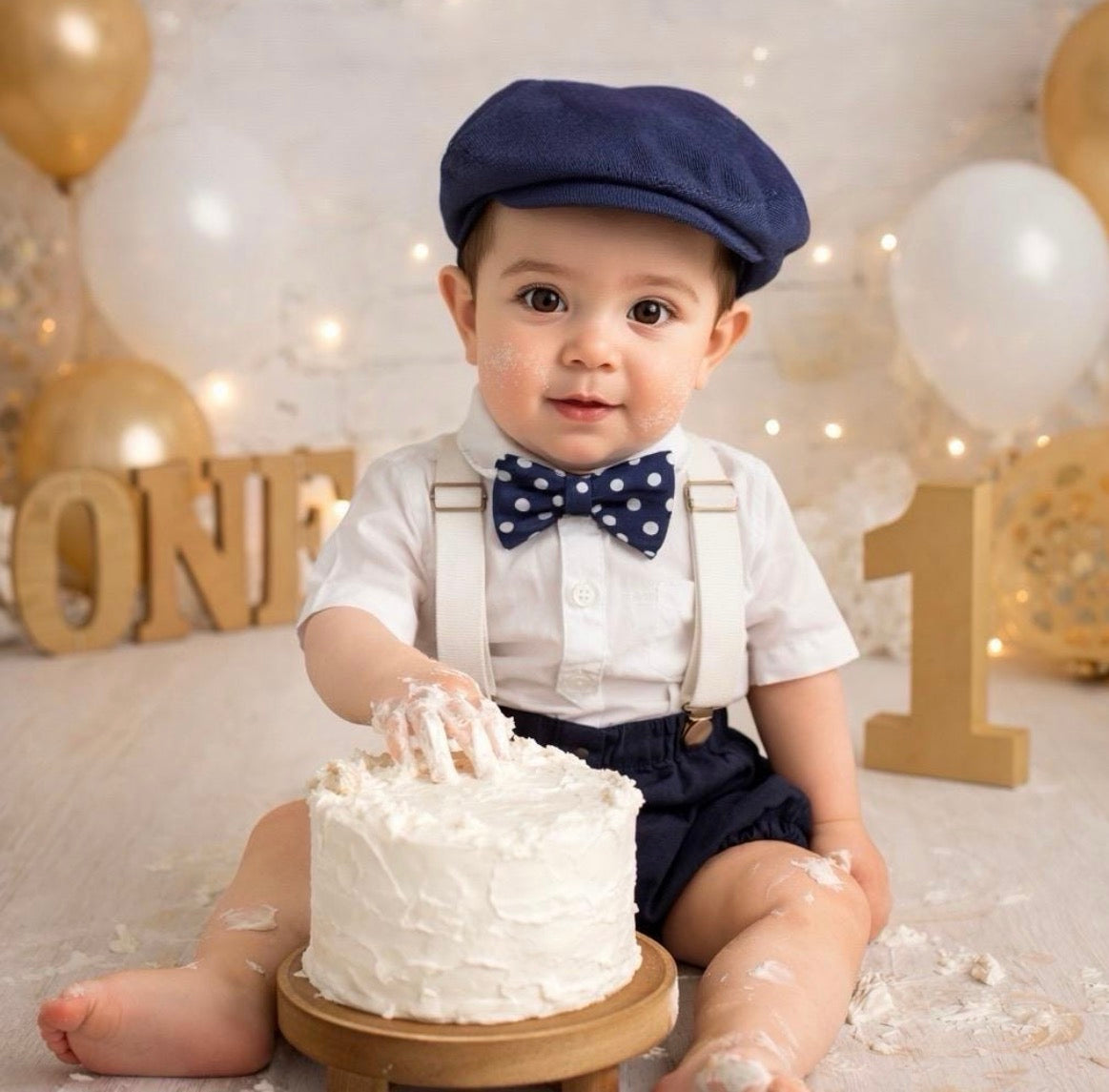 Navy Smash Cake Outfit Boy First Birthday super soft navy cotton Diaper Cover, navy Suspenders and navy bow tie 1st Birthday Photoshoot