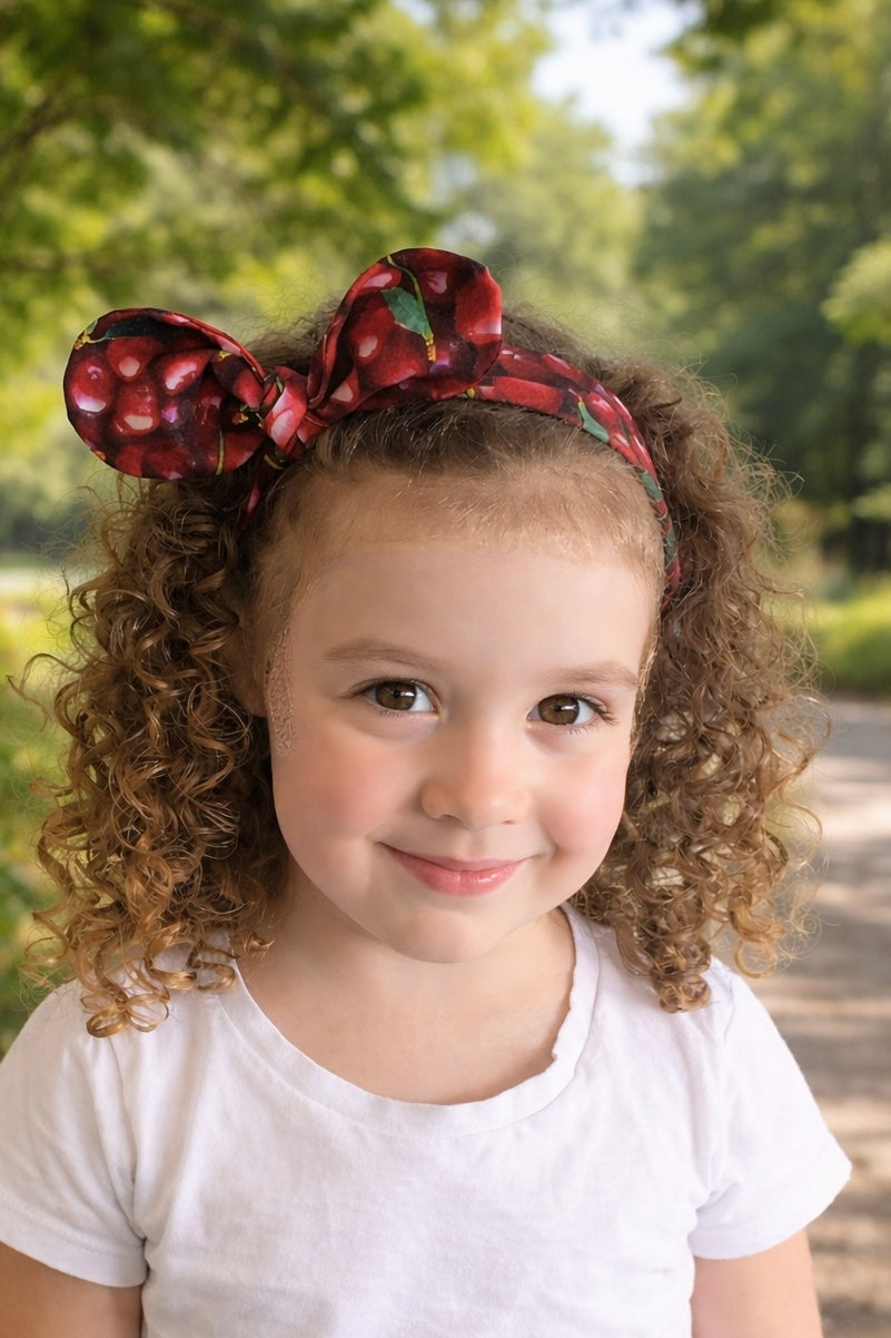 Cherry headband Top Knot headband adult headband girls hair band wide headband cherry top knot fabric headband pixie headband 40’s headband