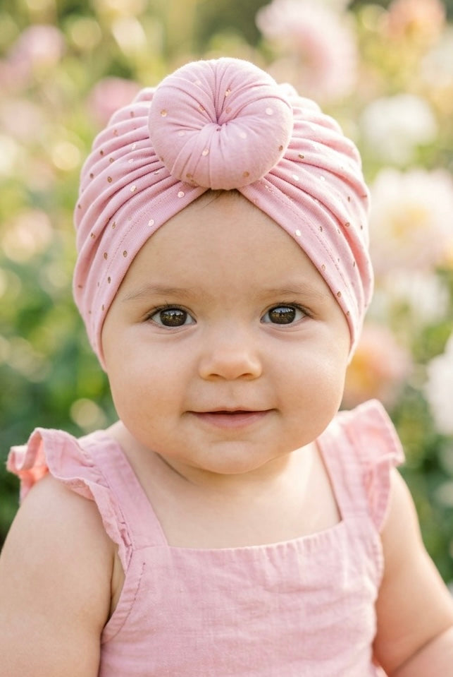 Pink Sparkle Top Knot Turban – Mommy & Me Set