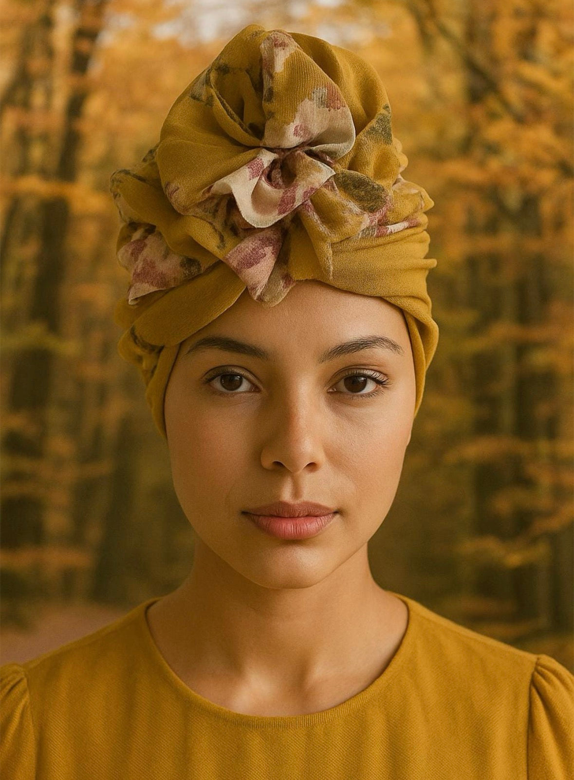 Mesh Golden floral VACATION turban Hat