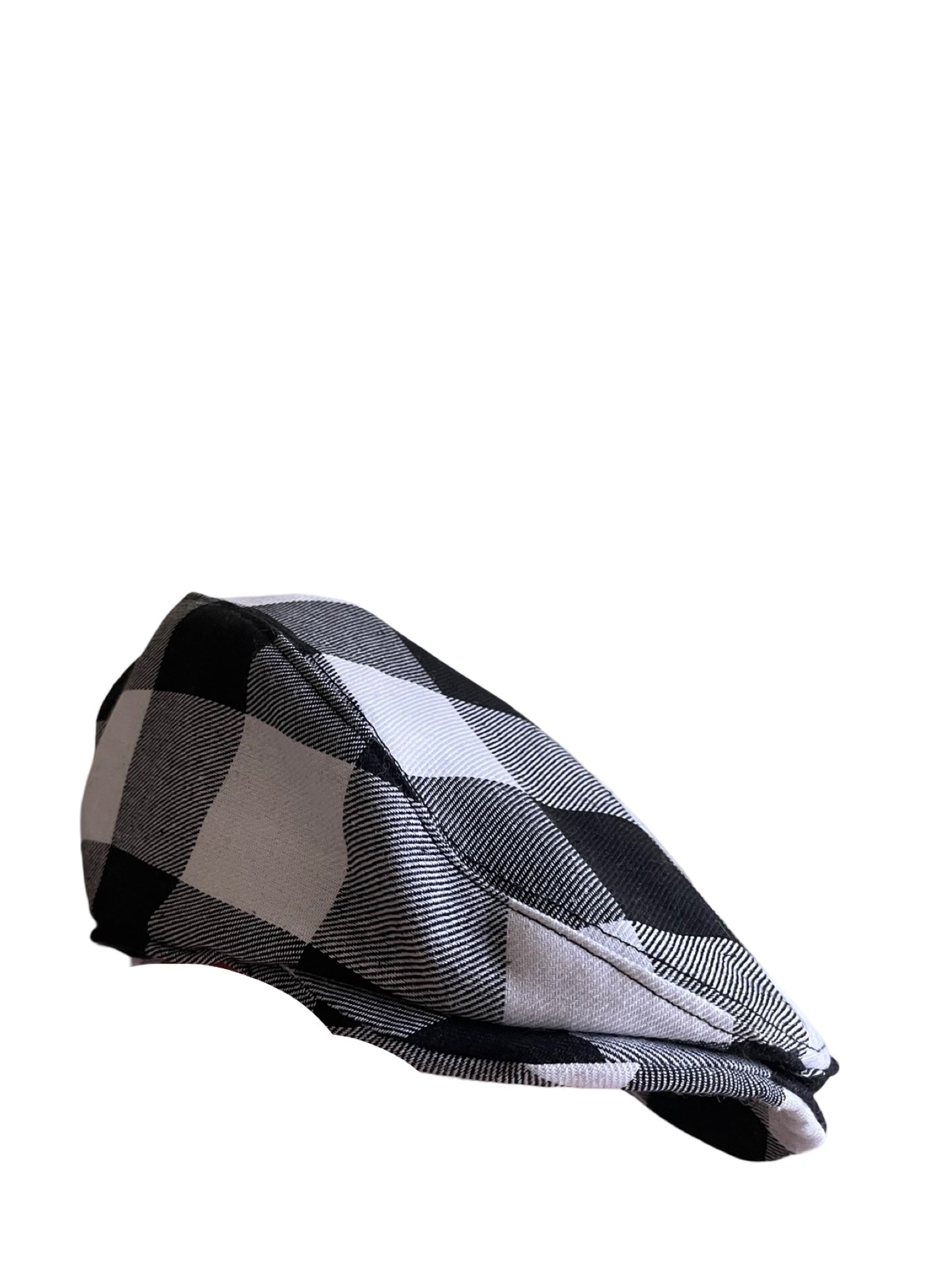 White and Black checkered plaid flat cap