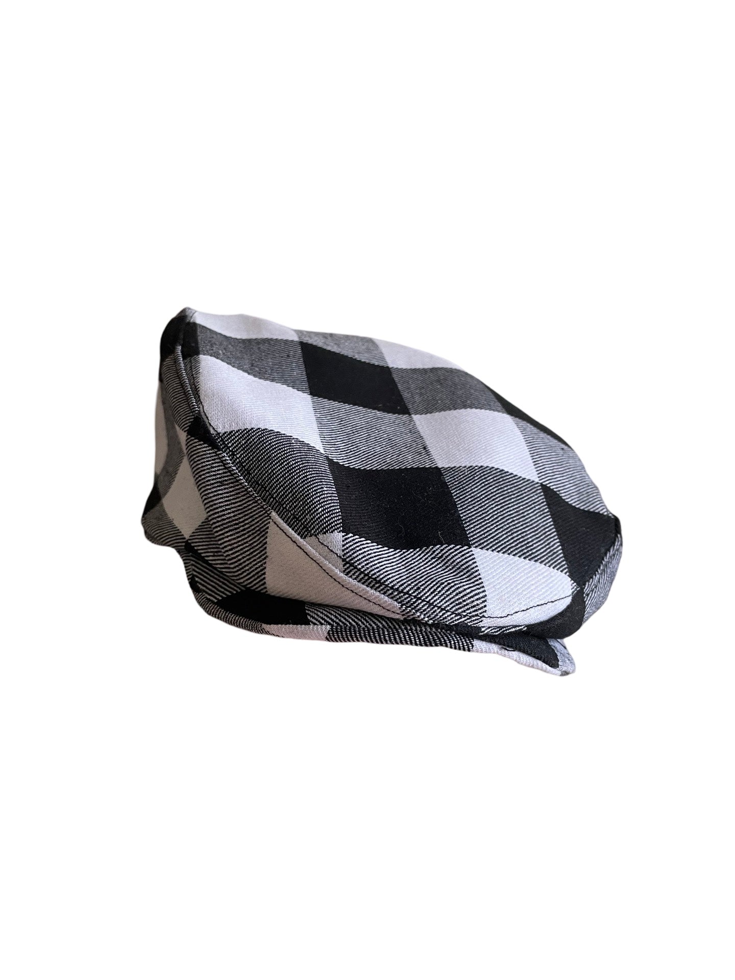 White and Black checkered plaid flat cap