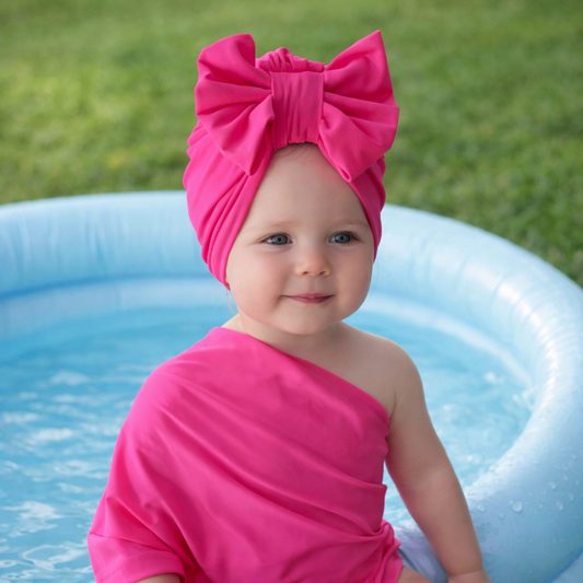 Fuschia Baby and Adult Swim Turban hat