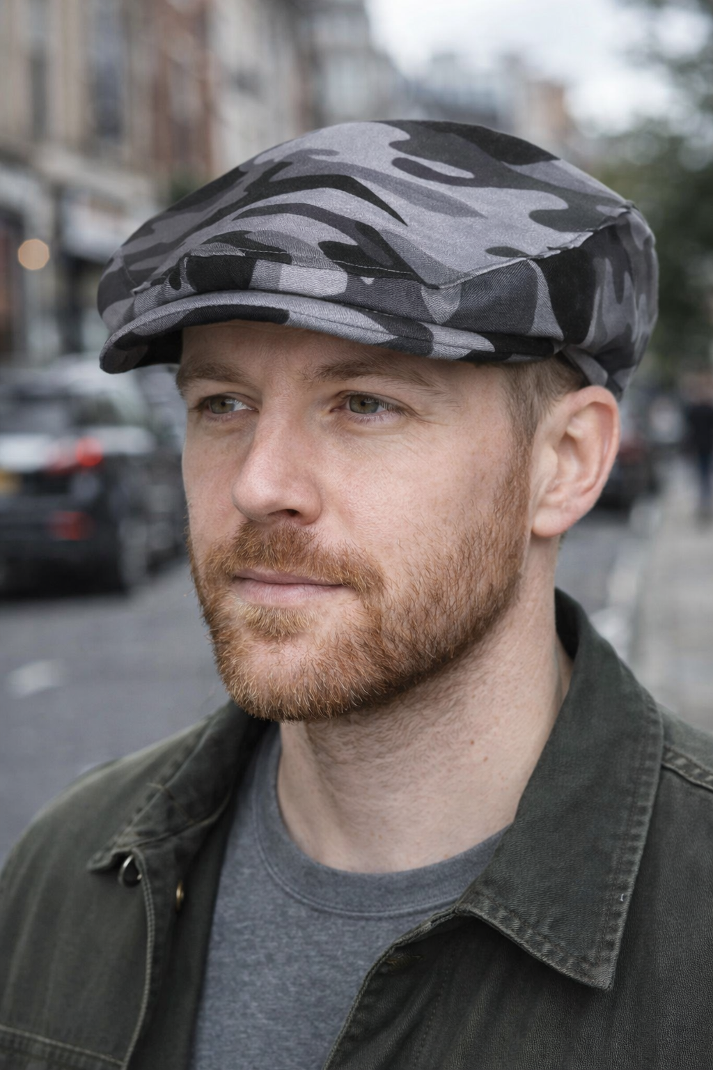 Camo Flat Cap, Camo Wedding Hat, Camo Newsboy Hat, Camouflage Mans Hat, Gray Brown Camo Ring Bearer Hat, Boy Camo Ivy Hat, Camo Jeff Hat