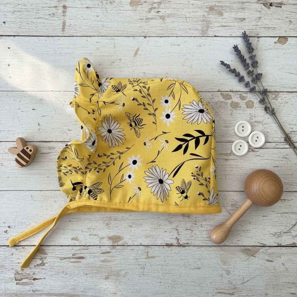 Spring Yellow Bee baby Bonnet and Sunhat