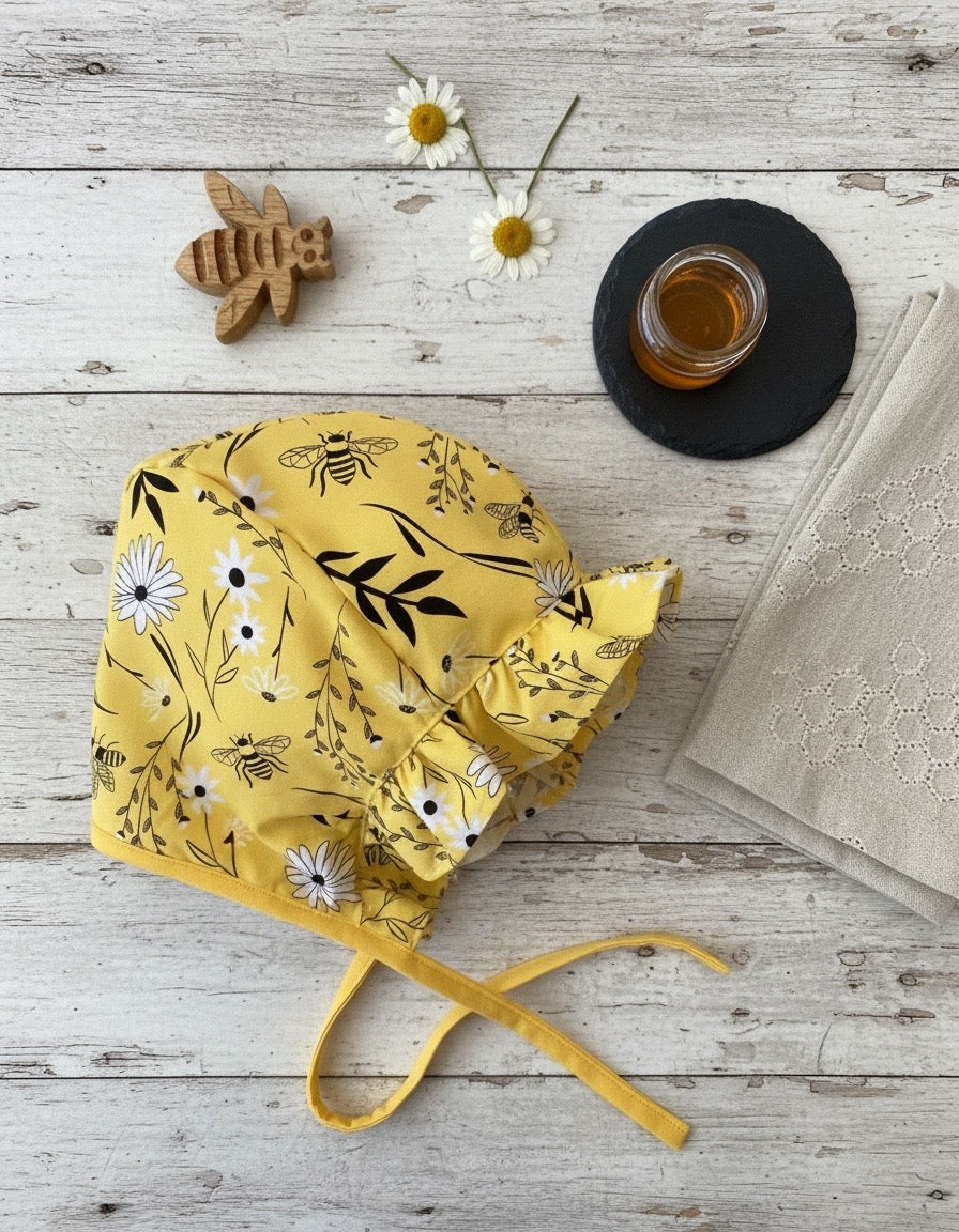 Spring Yellow Bee baby Bonnet and Sunhat