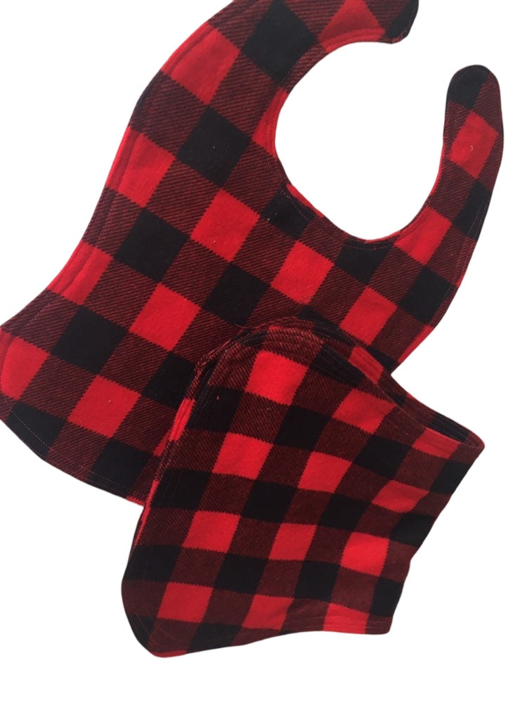 Baby Shower Gift - Buffalo plaid Burp Cloths and Bibs