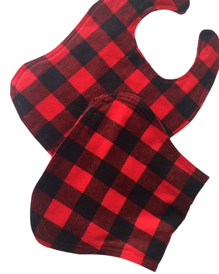 Buffalo plaid bib