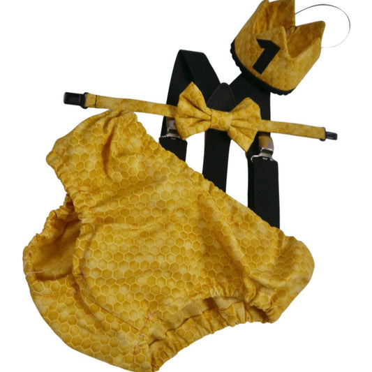 cake smash outfit boy, bumble bee birthday, first birthday boy, baby tie, diaper cover tie set, 1st birthday boy outfit, baby necktie, bee