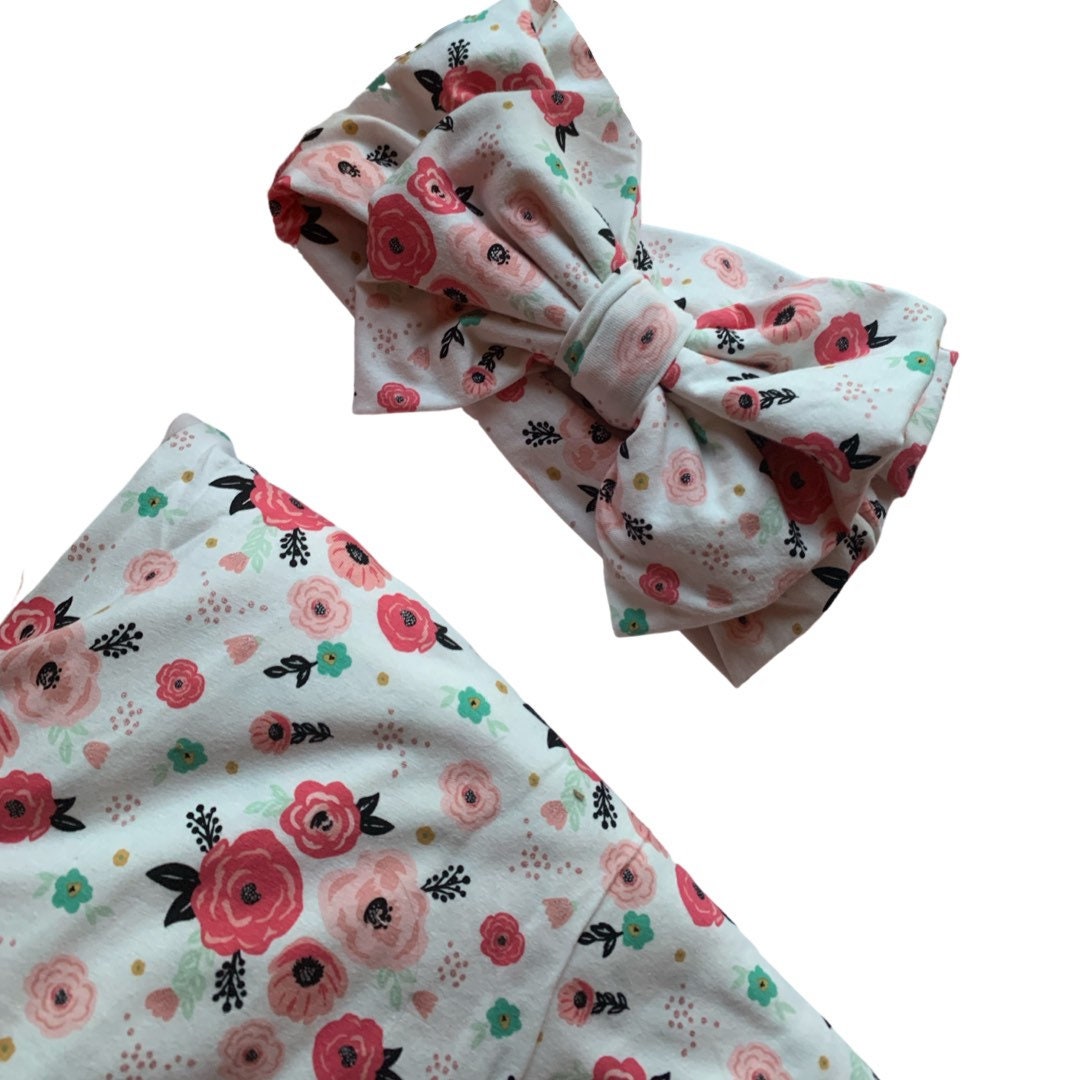 Rose Baby Swaddle Blanket, Baby Girl Swaddle, Rose Blanket, Newborn Swaddle, Girl Baby Blanket, Swaddle Set, Stretchy Knit Swaddle