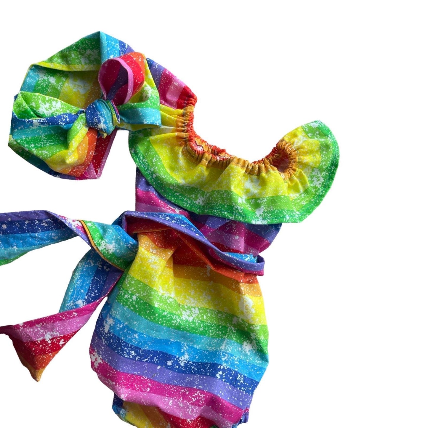 Rainbow Birthday Romper with Matching Bow Wrap | Custom Baby Girl Outfit | Cake Smash & First Birthday