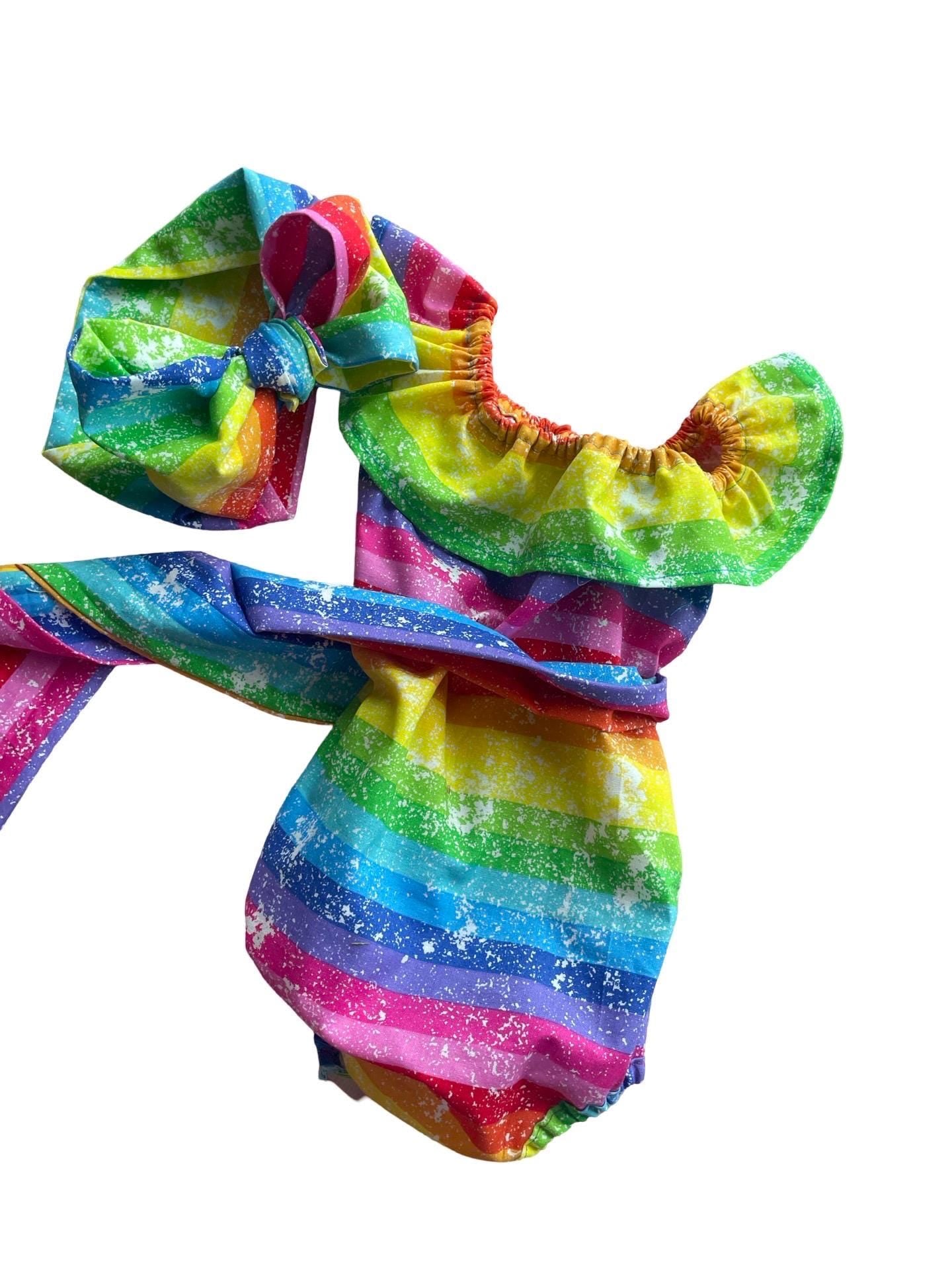 Rainbow Birthday Romper with Matching Bow Wrap | Custom Baby Girl Outfit | Cake Smash & First Birthday