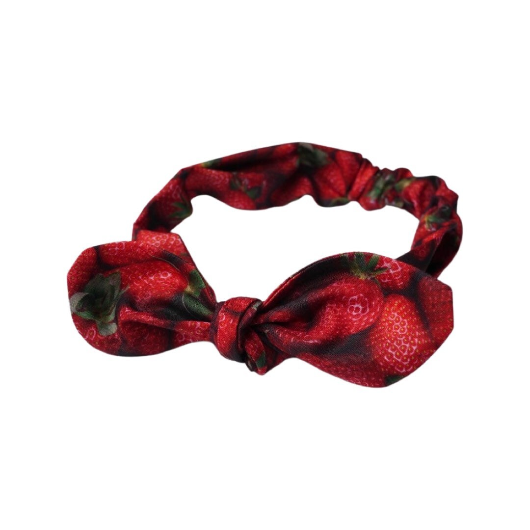 Knotted Headband | Handmade Mommy and Me Head Tie | Strawberries | Strawberry | Strawberry headwrap | Red | Baby Girl | Adult Women
