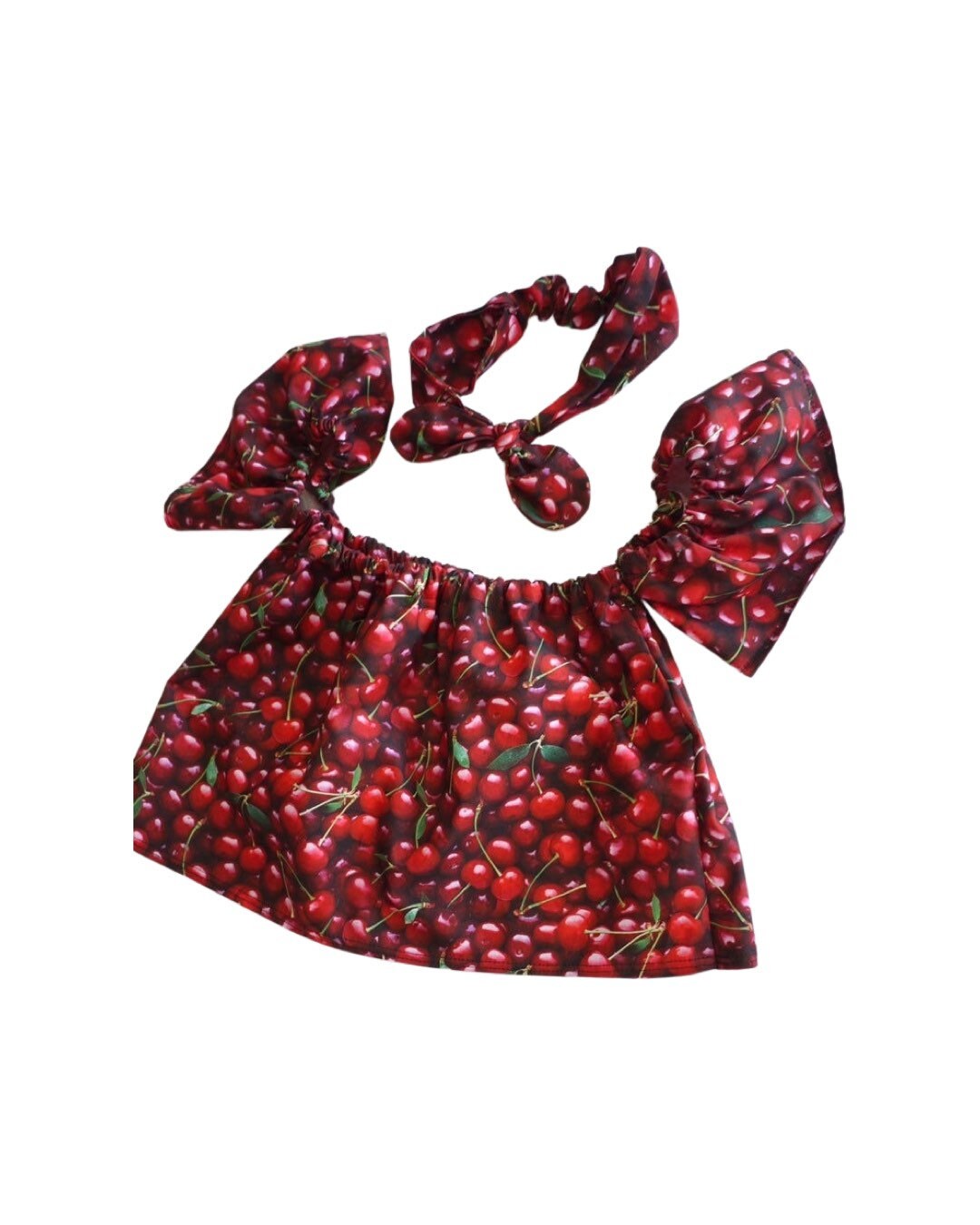 Cherry off shoulder top, girls cherry crop top, toddler summer crop off shoulder