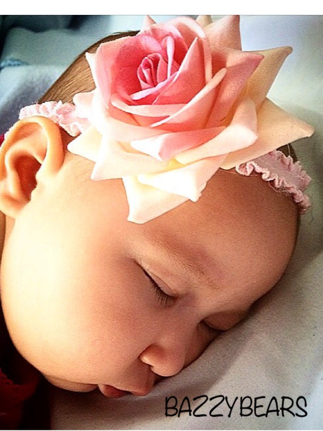 Pink flower headband, flower headband, newborn headband, photo shoot prop, rose headband, wedding hair