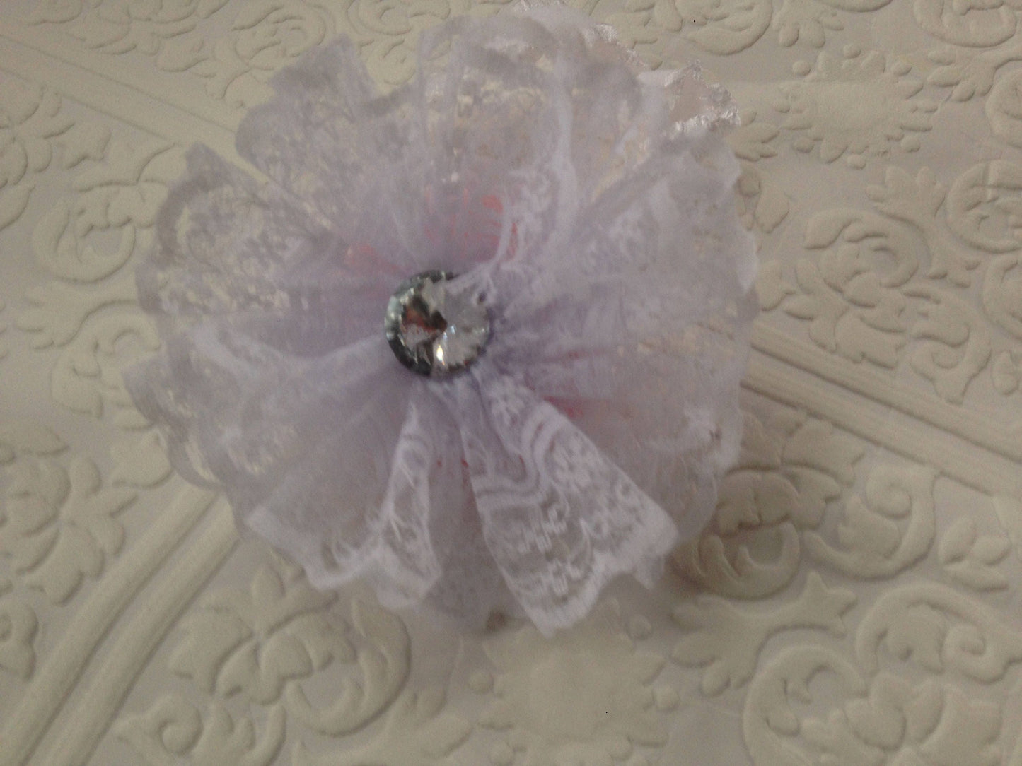 baptism baby headband, baby flower headband, communion headband, flower baby headband, white lace headband, baby flower headband, gem hair