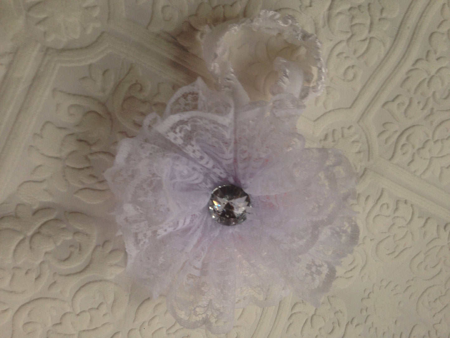baptism baby headband, baby flower headband, communion headband, flower baby headband, white lace headband, baby flower headband, gem hair