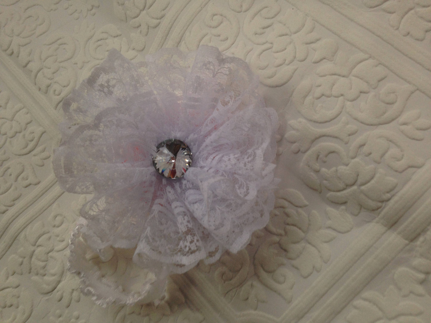 baptism baby headband, baby flower headband, communion headband, flower baby headband, white lace headband, baby flower headband, gem hair