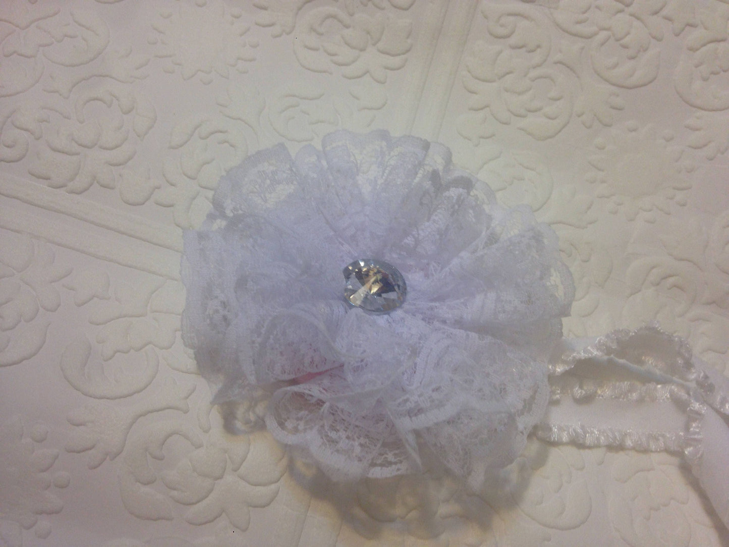 baptism baby headband, baby flower headband, communion headband, flower baby headband, white lace headband, baby flower headband, gem hair