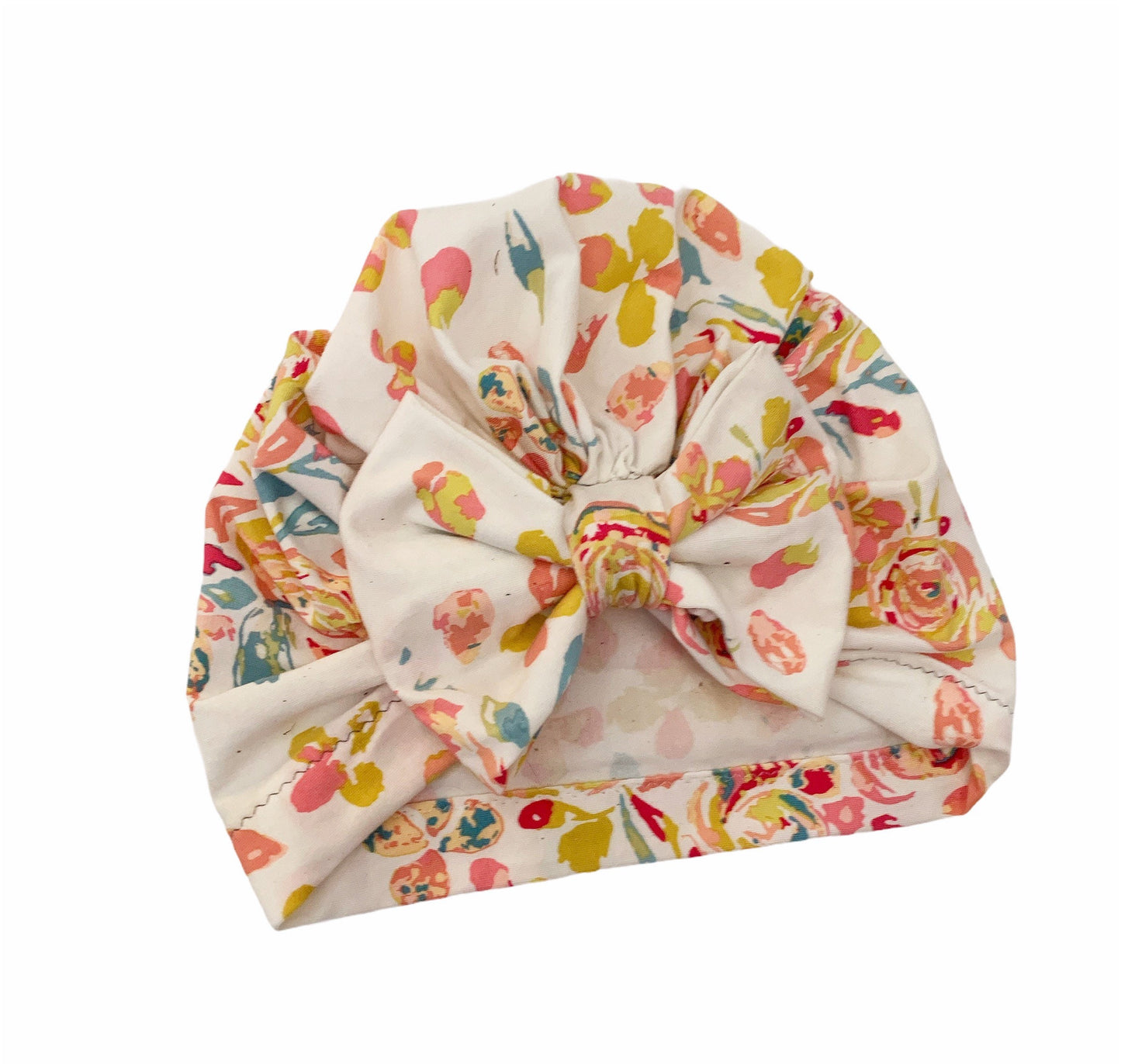 Floral Turban Hat with Bow |Hospital Hat | child and adult turban |Handmade Headwrap
