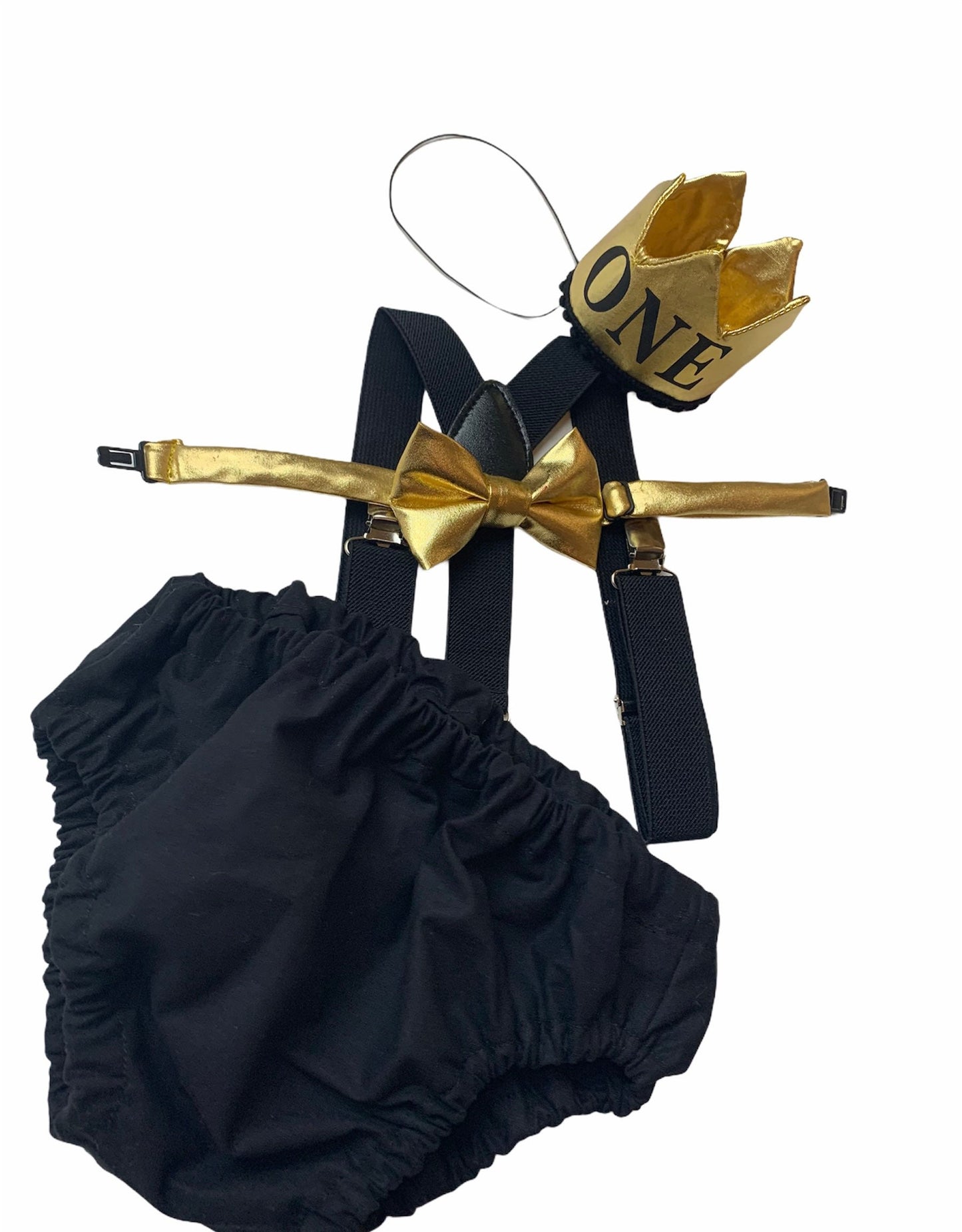 King of the wild things outfit, wild one cake smash outfit, boys party crown, one year boy outfit, black gold boy birthday outfit, boy tie